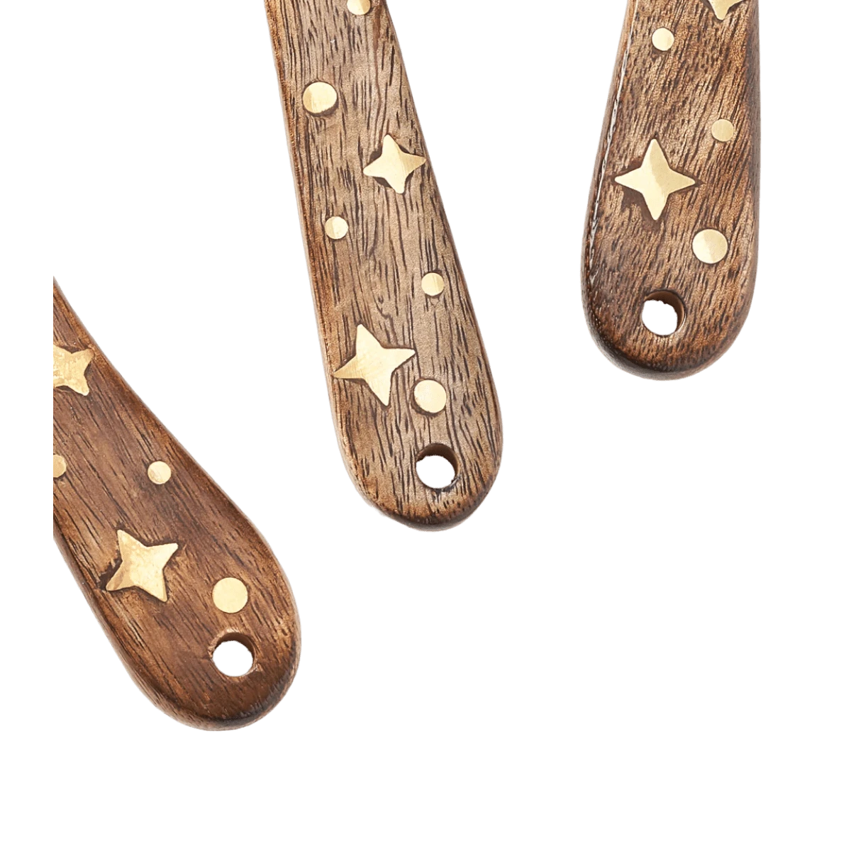 Nakshatra Stars Cheese Knives Set Of 3 - Wood, Brass Inlay 3 Nakshatra Stars Cheese Knives Set Of 3 - Wood, Brass Inlay - Image 3