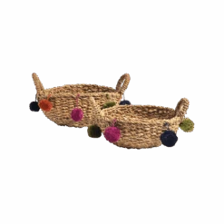 Pom Pom Short Nesting Baskets Set Of 2