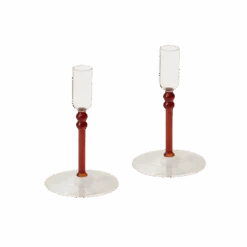 Topia Amber Glass Candle Holder Set Of 2