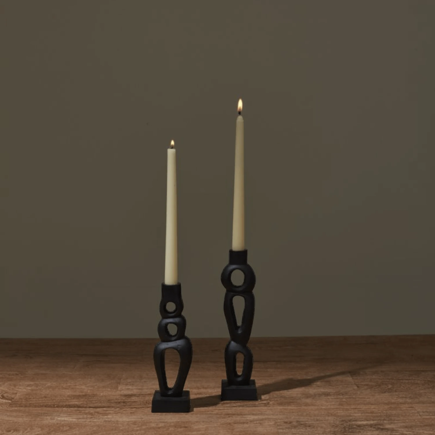 Jelani Matte Black Candle Holder 1 Jelani Matte Black Candle Holder