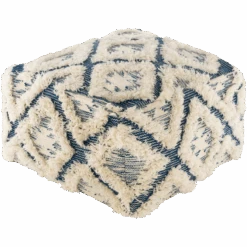 Blue Diamond Shag Pouf