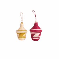 Garnet & Gold Lidded Basket Duo Ornament Set