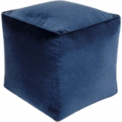 Navy Cotton Velvet Pouf