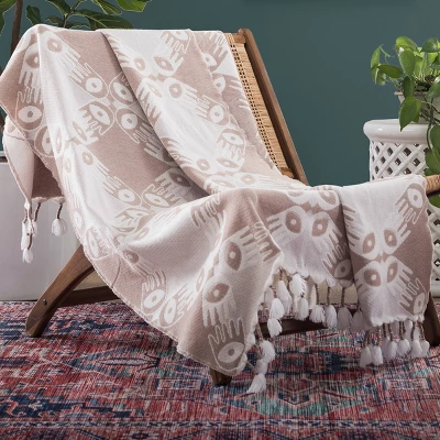 50"x60" Hand In Hand Throw Blanket Tan - Jungalow By Justina Blakeney 4 50"x60" Hand In Hand Throw Blanket Tan - Jungalow By Justina Blakeney - Image 4