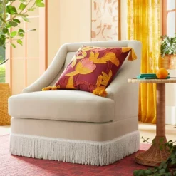 Jungalow 5 Alberhill Velvet Accent Chair With Fringe - Opalhouseâ„¢ Designed With Jungalowâ„¢