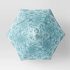 7.5'x7.5' Decorative Trim Scalloped Outdoor Market Umbrella Blue - Opalhouse™ Designed With Jungalow™ -Jungalow GUEST 3480178a 70b9 4096 bef0 b5fe8b7a355b