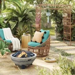 Jungalow 9 Topanga Club Chair With Ottoman - Blue/Brown - Opalhouseâ„¢ Designed With Jungalowâ„¢