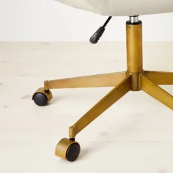 Mahonia Faux Leather Office Chair Cream/Aged Brass - Opalhouse™ Designed With Jungalow™ -Jungalow GUEST 54b73936 5a21 4274 b154 b09db58cca94