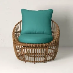 Topanga Club Chair With Ottoman - Blue/Brown - Opalhouse™ Designed With Jungalow™ -Jungalow GUEST 57174ce6 b0ee 4e8d 9b5e 59abdb5c543f