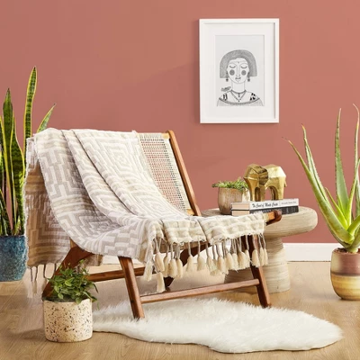 50"x60" Hypnotic Throw Blanket Taupe - Jungalow By Justina Blakeney 3 50"x60" Hypnotic Throw Blanket Taupe - Jungalow By Justina Blakeney - Image 3