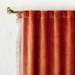1pc Light Filtering Velvet Macrame Trim Window Curtain Panel Burnt Orange - Opalhouse™ Designed With Jungalow™ 7 1pc Light Filtering Velvet Macrame Trim Window Curtain Panel Burnt Orange - Opalhouse™ Designed With Jungalow™ -Jungalow GUEST 9bfd56a0 ad5c 4df0 98b1 851ec6623ce3
