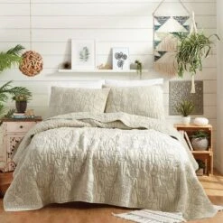 3pc Full/Queen Hamsa Hand Of Fatima Quilt Set Khaki - Jungalow By Justina Blakeney