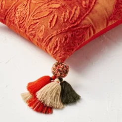 14"x20" Oblong Embroidered Leaf Pattern Accent Pillow Rust - Opalhouse™ Designed With Jungalow™ -Jungalow GUEST d63fc097 241b 42e6 a759 c0f0cd01ee03