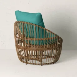 Topanga Club Chair With Ottoman - Blue/Brown - Opalhouse™ Designed With Jungalow™ -Jungalow GUEST db6f5d67 275a 4bfa 9fae 3ff68f41b8d1