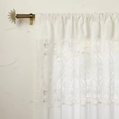 1pc Sheer Banded Geo Macrame Window Curtain Panel White - Opalhouse™ Designed With Jungalow™ -Jungalow GUEST e45ca8b5 c8fb 4bcd 9418 e1344d66992c