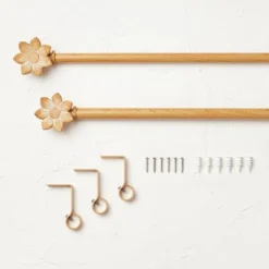 Flower Faux Wood Curtain Rod Natural Wood - Opalhouse™ Designed With Jungalow™ -Jungalow GUEST f708ce89 3ca5 424d 80e2 a01cb7dd58aa