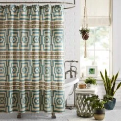 Blue Hypnotic Shower Curtain By Jungalow™ -Jungalow Hypnotic Sky Shower Curtain 1