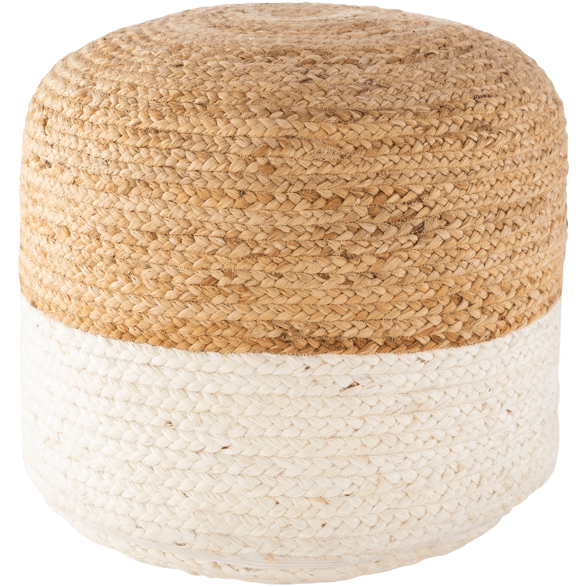 Natural/White Jute Pouf 1 Natural/White Jute Pouf