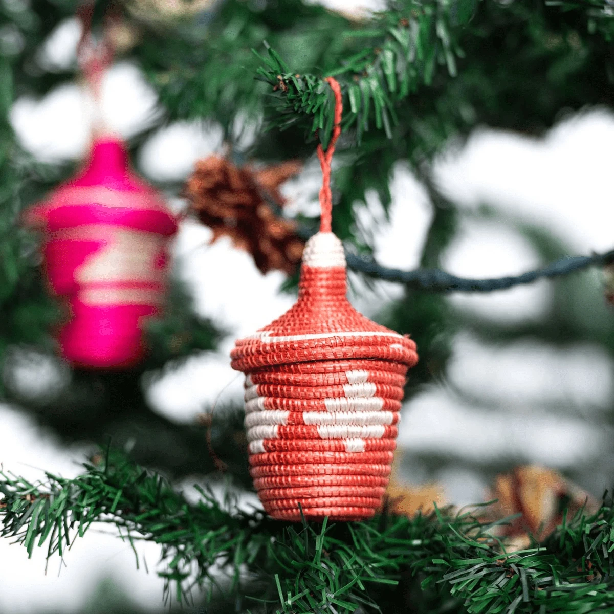 Clay & Coral Basket Trio Ornaments 2 Clay & Coral Basket Trio Ornaments - Image 2