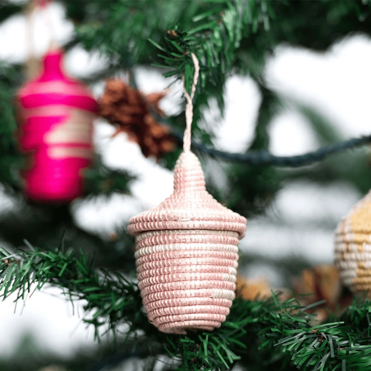 Clay & Coral Basket Trio Ornaments 3 Clay & Coral Basket Trio Ornaments - Image 3