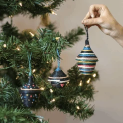 Neon & Black Basket Trio Ornaments