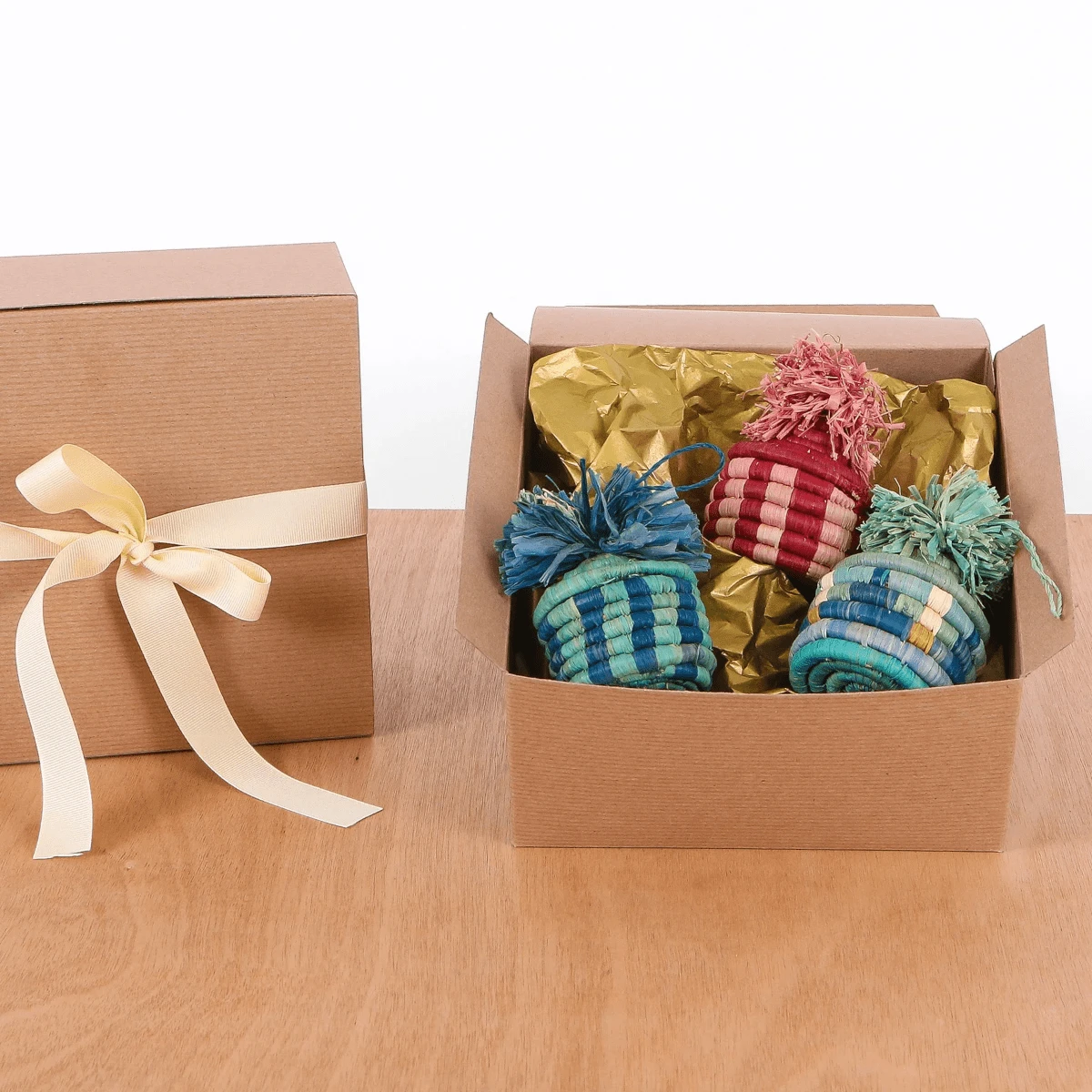 Blue Patterned Pom Pom Basket Holiday Ornament 4 Blue Patterned Pom Pom Basket Holiday Ornament - Image 4