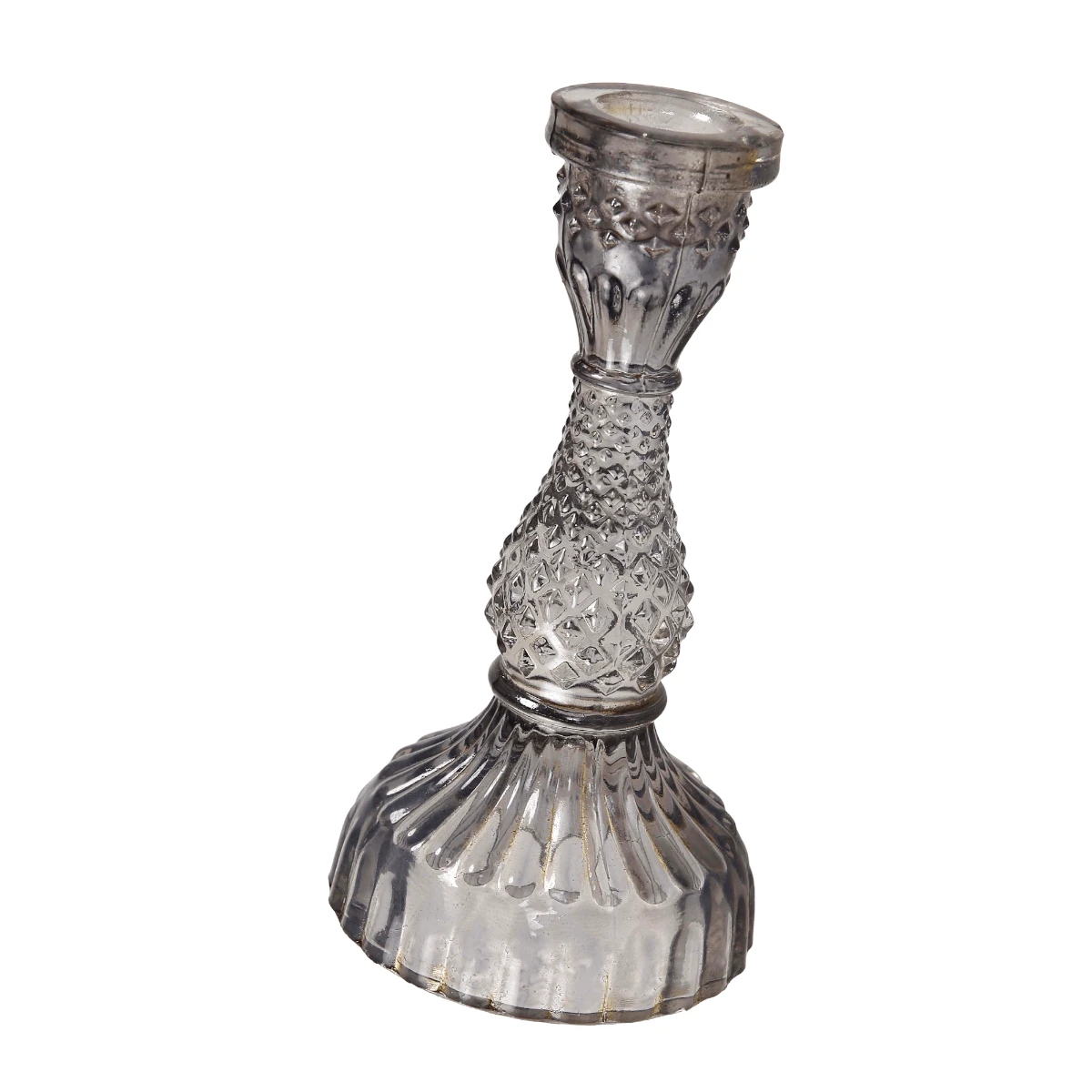 Smoky Gray Glass Candlestick Holder Set 2 Smoky Gray Glass Candlestick Holder Set - Image 2