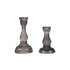 Smoky Gray Glass Candlestick Holder Set 5 Smoky Gray Glass Candlestick Holder Set -Jungalow MG 0726copy PhotoRoom