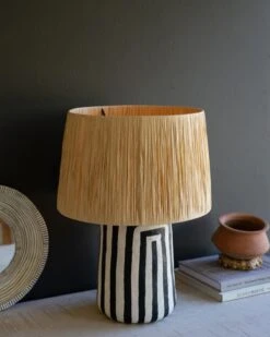 Araceli Paper Mache Black & White Table Lamp 7 Araceli Paper Mache Black & White Table Lamp -Jungalow NAST1002 1 PhotoRoom