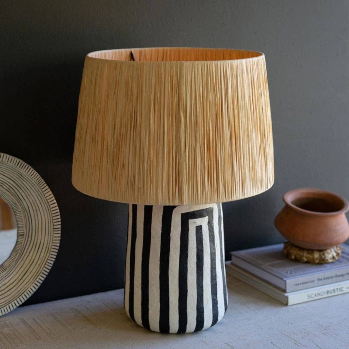 Araceli Paper Mache Black & White Table Lamp 1 Araceli Paper Mache Black & White Table Lamp