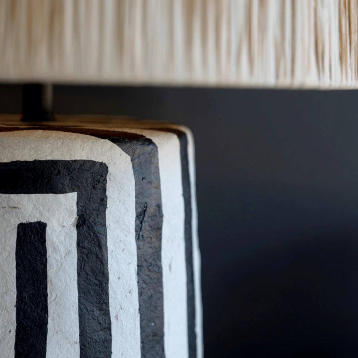 Araceli Paper Mache Black & White Table Lamp 2 Araceli Paper Mache Black & White Table Lamp - Image 2