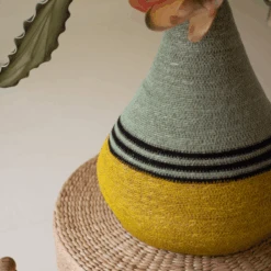 Pismo Mustard & Teal Seagrass Basket -Jungalow NDEC1001 3 PhotoRoom