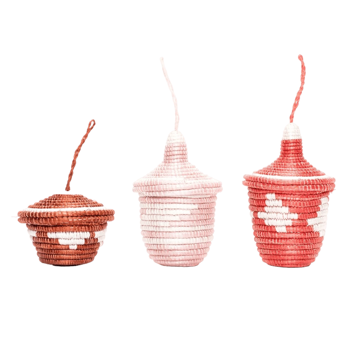 Clay & Coral Basket Trio Ornaments 1 Clay & Coral Basket Trio Ornaments