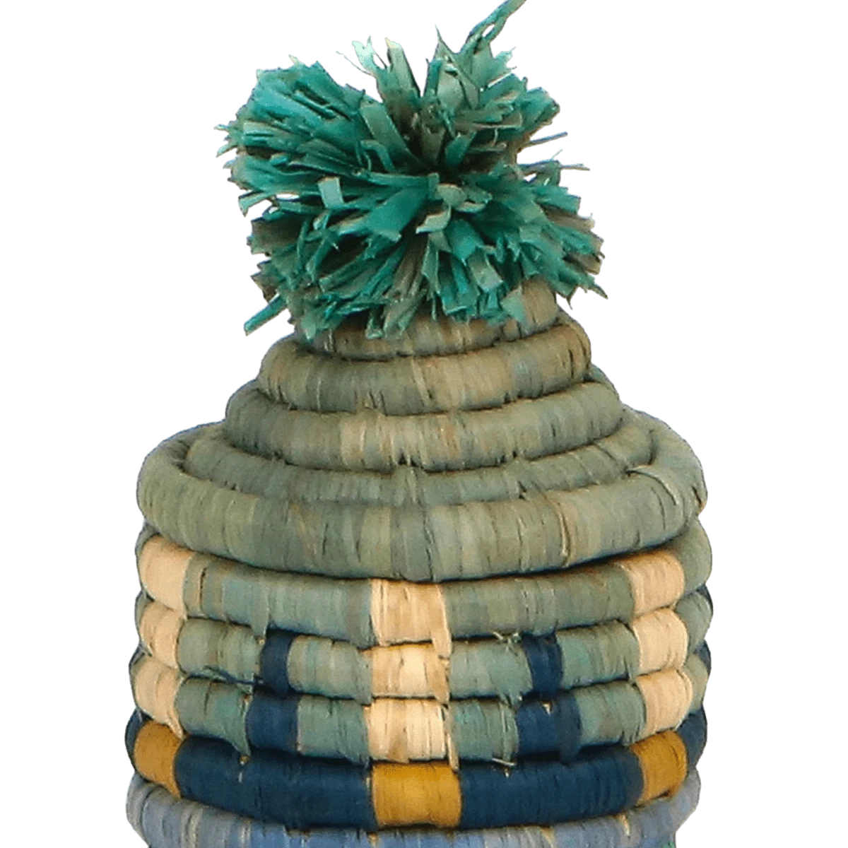 Blue Patterned Pom Pom Basket Holiday Ornament 3 Blue Patterned Pom Pom Basket Holiday Ornament - Image 3