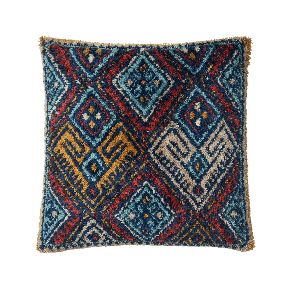 Blue & Red Senna Square Pillow 1 Blue & Red Senna Square Pillow