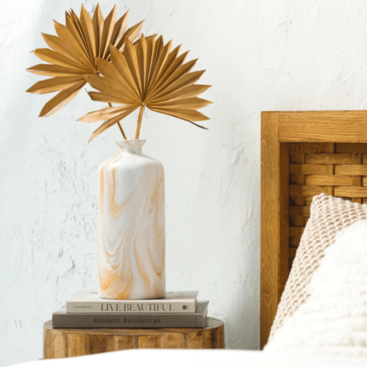 Goldenrod Marbled Ceramic Floor Vase 2 Goldenrod Marbled Ceramic Floor Vase - Image 2