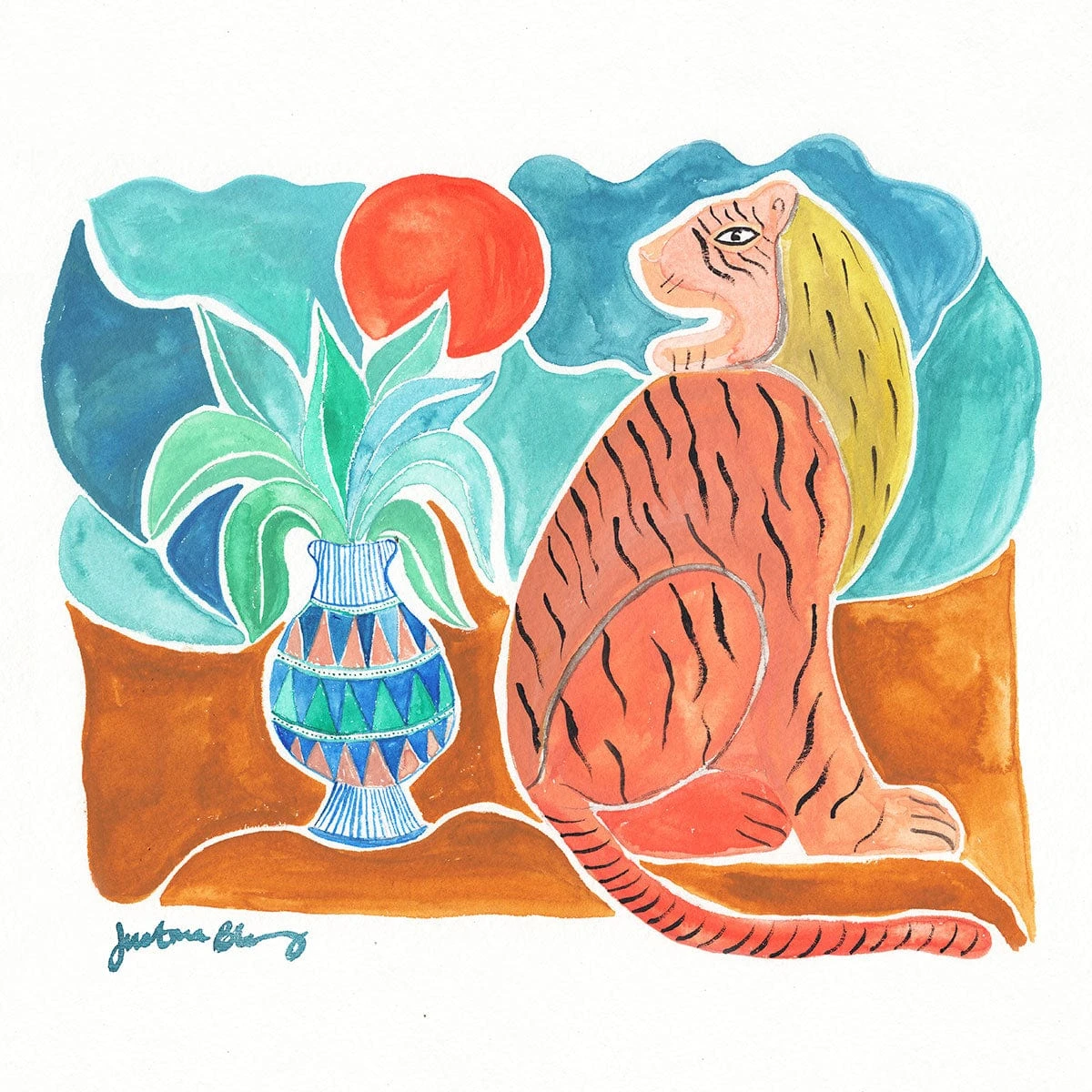 Tiger + Agave Art Print By Justina Blakeney 1 Tiger + Agave Art Print By Justina Blakeney