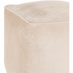 Cream Cotton Velvet Pouf -Jungalow cvpf017 detail corner PhotoRoom
