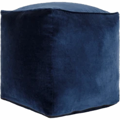 Navy Cotton Velvet Pouf -Jungalow cvpf019 detail profile PhotoRoom