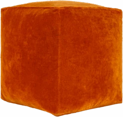Burnt Orange Cotton Velvet Pouf 8 Burnt Orange Cotton Velvet Pouf -Jungalow cvpf020 detail profile PhotoRoom