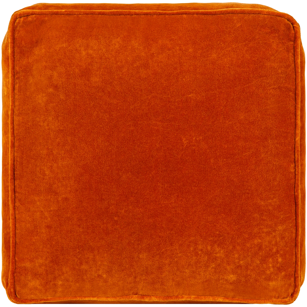 Burnt Orange Cotton Velvet Pouf 5 Burnt Orange Cotton Velvet Pouf - Image 5