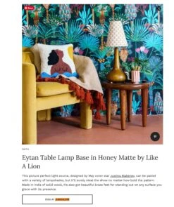 Jungalow Eytan Table Lamp Base In Honey Matte By Like A Lion™ -Jungalow eytan lamp base in AD