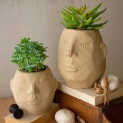 Ceramic Face Planter Set