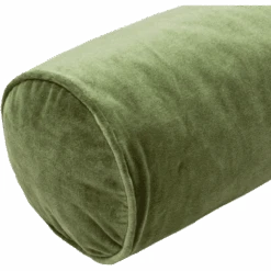 Cotton Velvet Bolster Pillow In Green 5 Cotton Velvet Bolster Pillow In Green -Jungalow greenpillow2