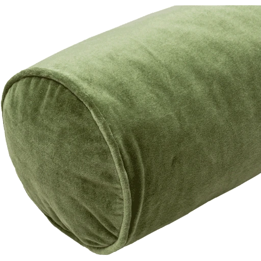 Cotton Velvet Bolster Pillow In Green 3 Cotton Velvet Bolster Pillow In Green - Image 3