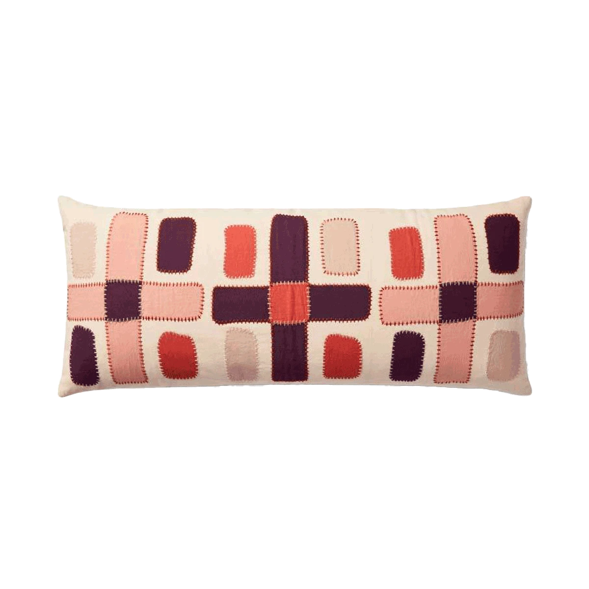 Pink Stitched Lumbar Pillow By Justina Blakeney® X Loloi 1 Pink Stitched Lumbar Pillow By Justina Blakeney® X Loloi