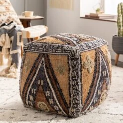 Jute Tan Pouf -Jungalow lupf003 styleshot 201