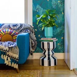 Jungalow Black Stripe Mali Zig Zag Stool By Justina Blakeneyâ„¢