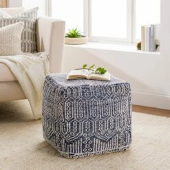 Navy Putri Hand Knotted Pouf -Jungalow nbpf003 styleshot 201