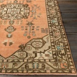 Vintage Apricot Wool Rug -Jungalow ooak1155 front